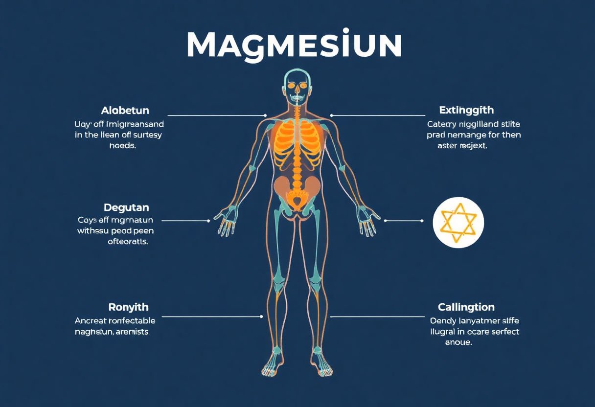 Graphic of body highlighting key magnesium benefits