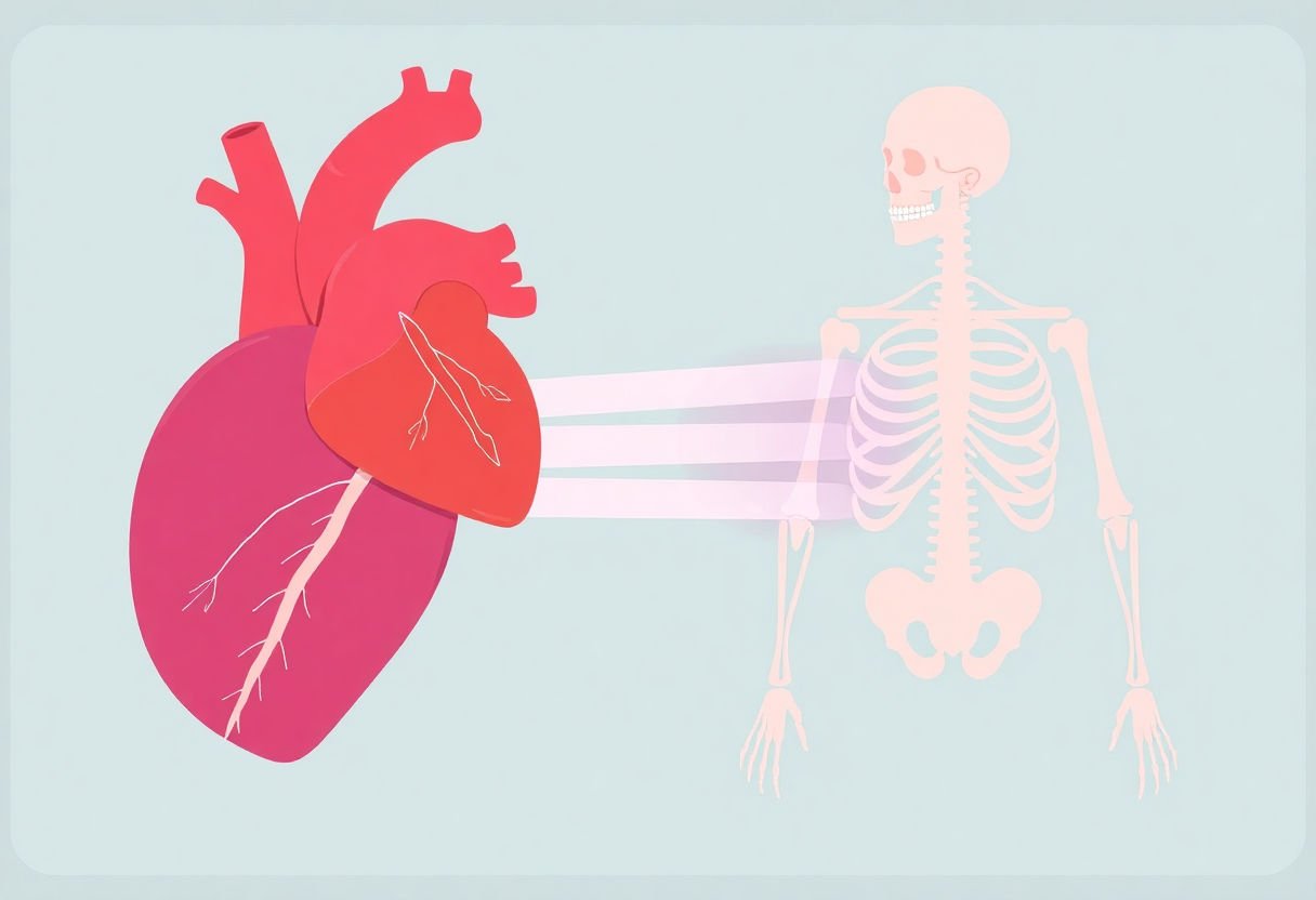 Diagram of heart and bone health through magnesium