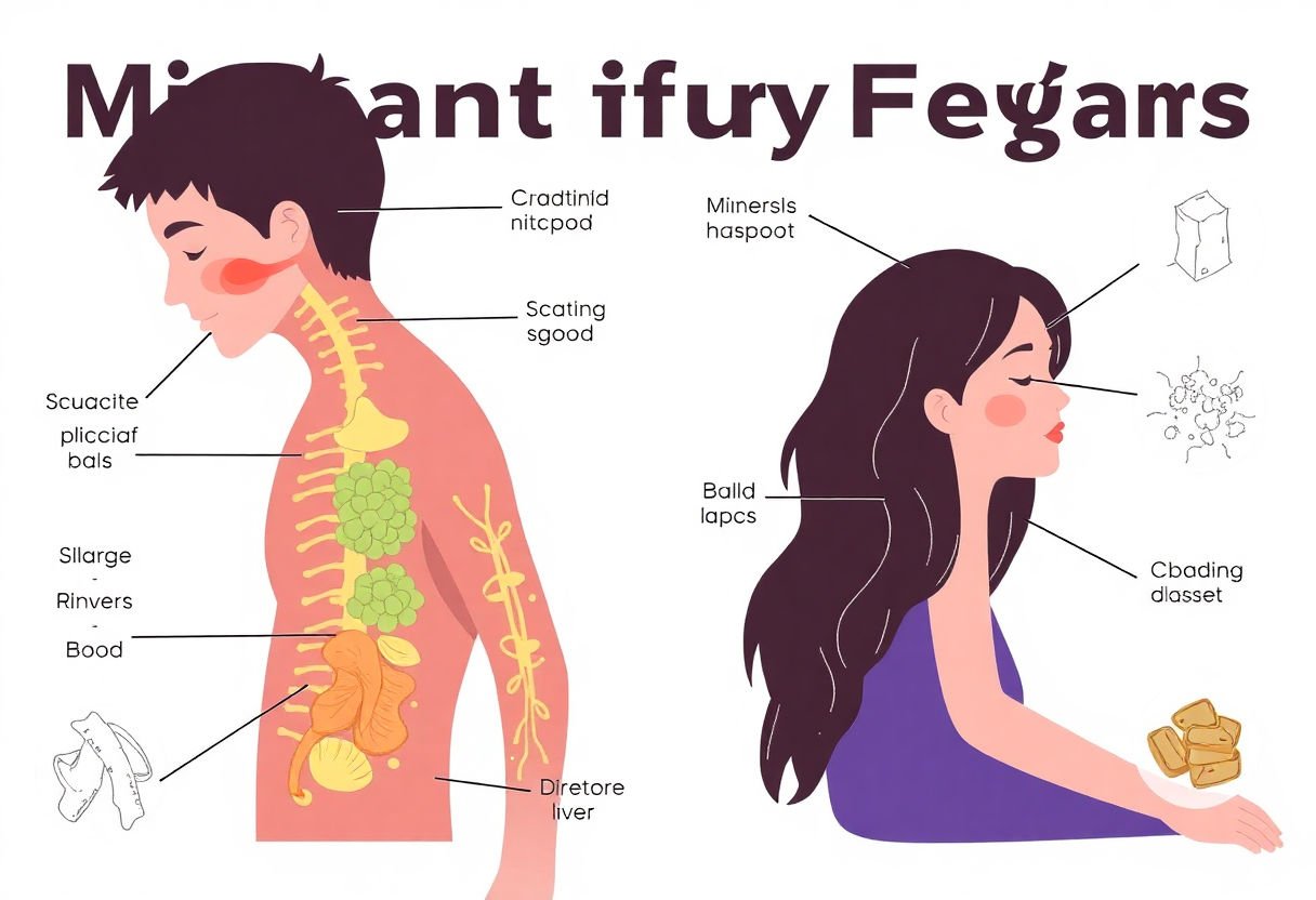 Illustration of symptoms related to mineral deficiencies.