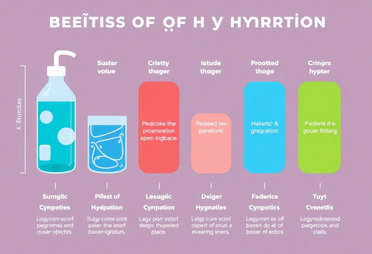 A chart displaying benefits of proper hydration.
