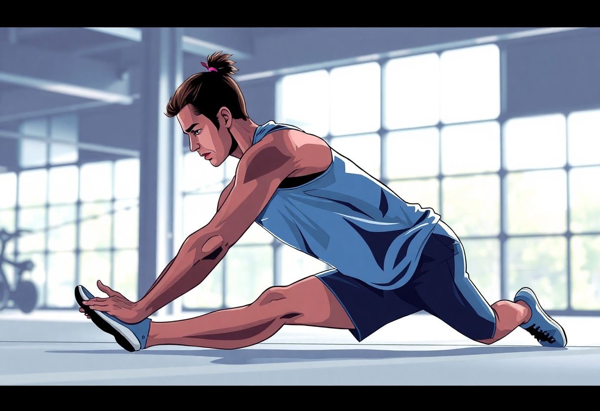 An athlete stretching after a workout session