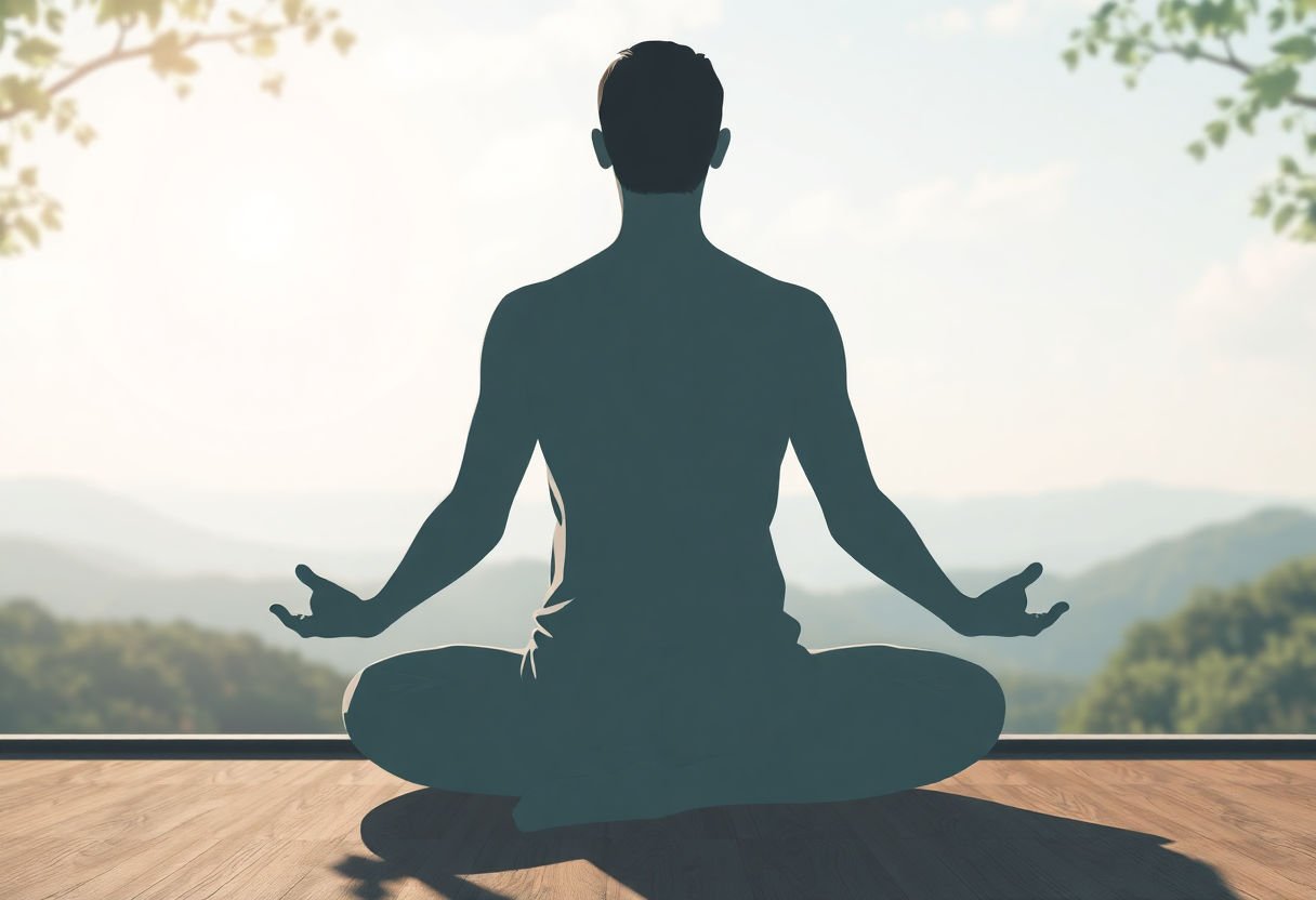 A person meditating in a serene environment