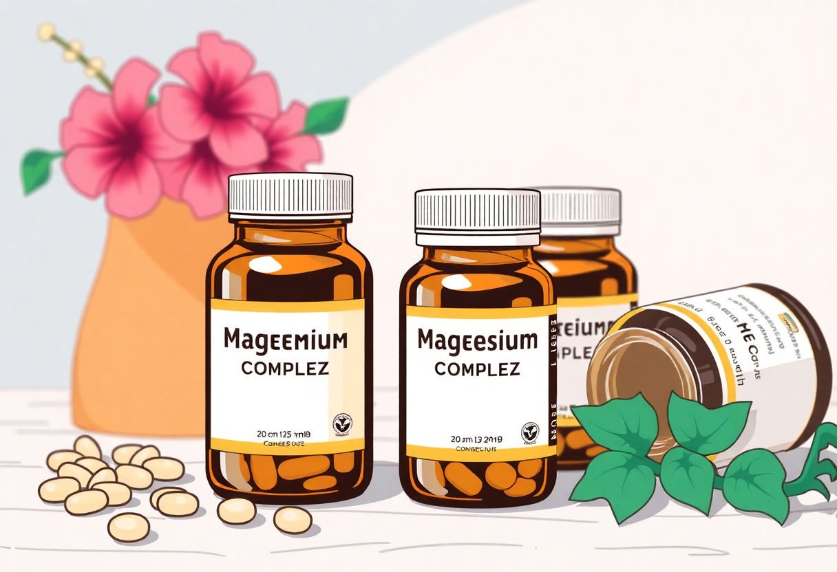 Magnesium complex supplements on a table